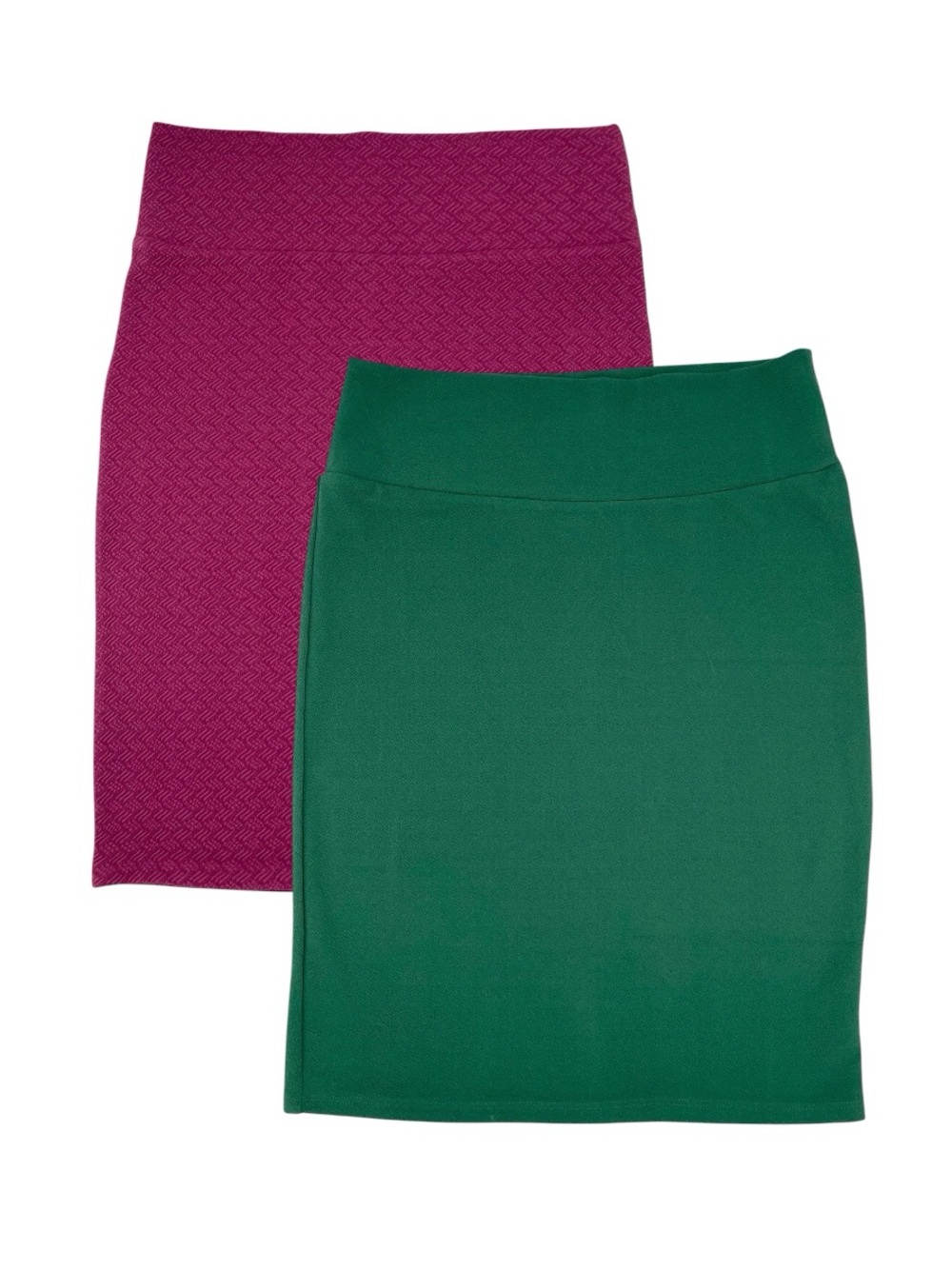 NEW Lularoe Women's Cassie Skirt Bundle of 2 Size XL Red Wine Textured Green